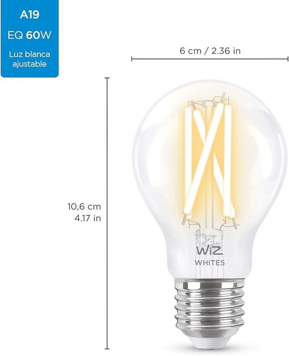Foco Inteligente Wiz filamento transparente dimeable - Wifi color de luz blanco cálido