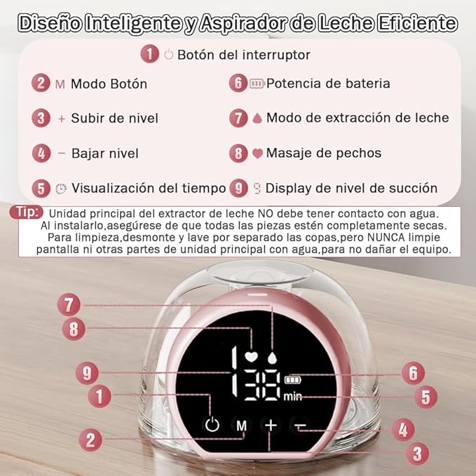 EXTRACTOR DE LECHE ELECTRICO MANOS LIBRE CON BOLSA DE LECHE GRADO B