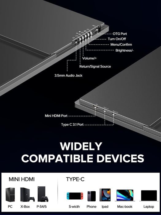Uperfect Monitor PortÃ¡til 24.5 2k 165hz Vesa Gamer Pantalla GRADO A