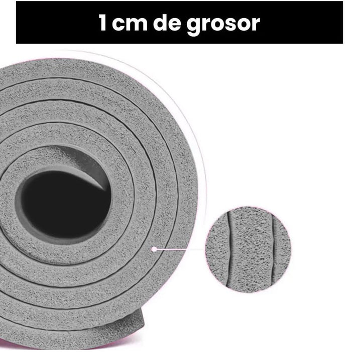 Tapete Yoga Pilates Fitness Ejercicio Portátil 10mm Grosor color NEGRO GRADO A
