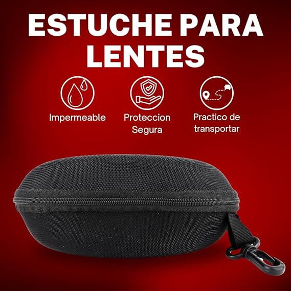 Estuche Rigido Para Lentes Gafas De Sol Seguridad Con Gancho GRADO A