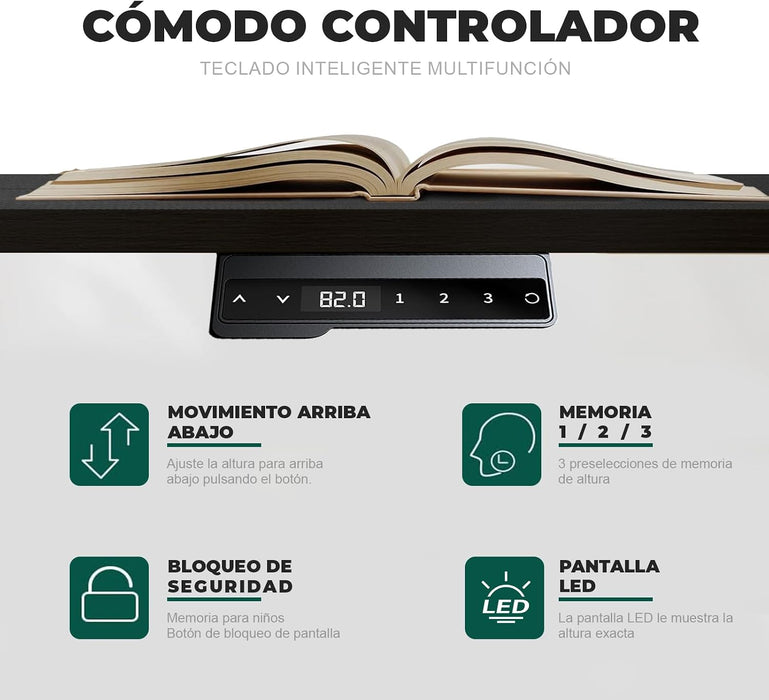 Escritorio Elevable Eléctrico - Escritorio Elevable Eléctrico de Altura Ajustable 55 x 24 Pulgadas,Altura Ajustable con Memoria, Standing Desk, Estación de Trabajo Ergonómico Lifting Table  GRADO B