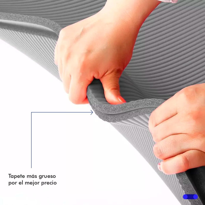 Tapete Yoga Pilates Fitness Ejercicio Portátil 10mm Grosor color NEGRO GRADO A