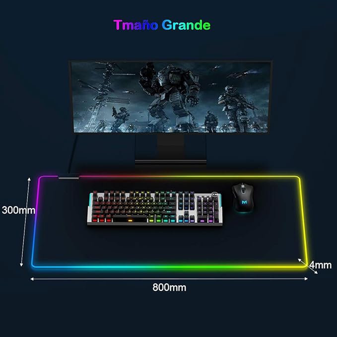 RGB MOUSE PAD CARGA INALAMBRICA ANTIDESLIZANTE 80X30 CM GRADO B