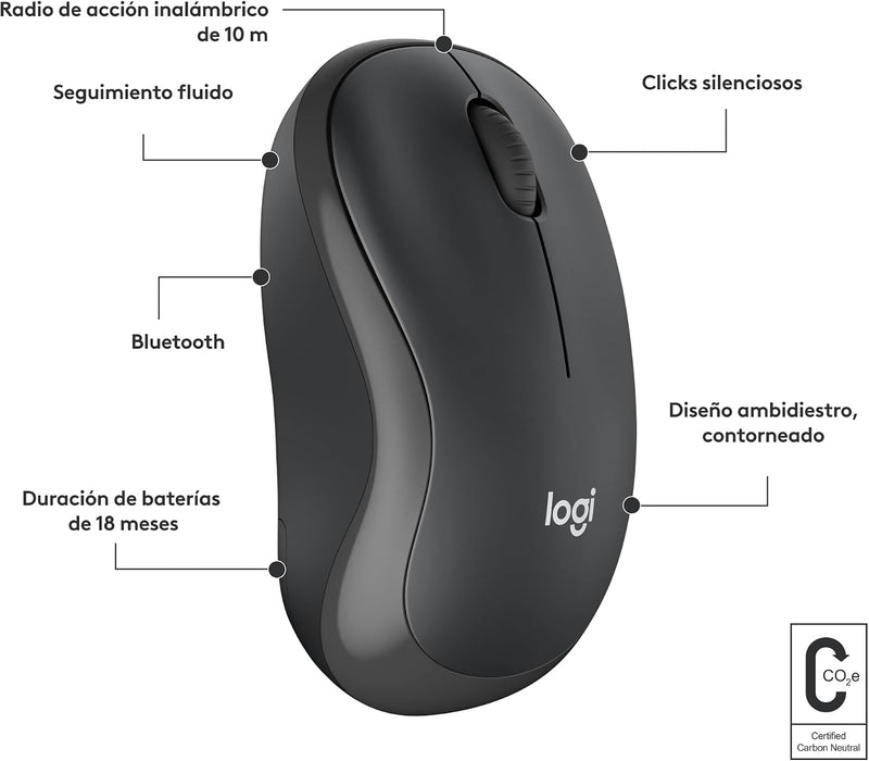 Mouse Logitech M240 Color Grafito  GRADO A