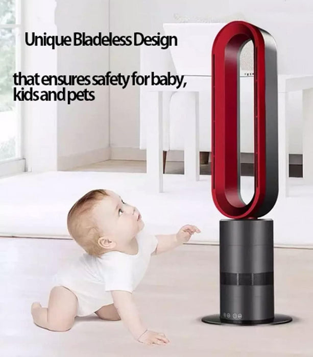 Calentador de ventilador de cerámica de 1950 W, ventilador de aire caliente y frío, filtro de aire HEPA, ventilador oscilante sin aspas de 90 °, calentador eléctrico de 33,5 pulgadas, con control Grado B