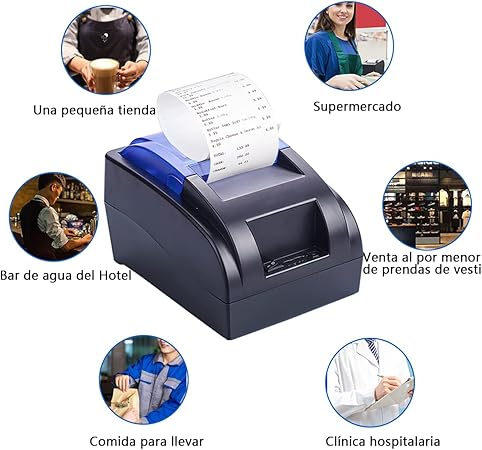 Impresora de Recibos, Impresora de Recibos Térmica Portátil de 58mm BT y USB GRADO A