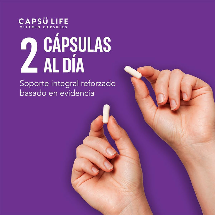 Capsu Life by Gummy Life - Magnesio Complex + - CON 5 MAGNESIOS: L-Treonato, Citrato, Glicinato, Gluconato y Óxido de Magensio - 1000mg Por Capsula - 398mg de Magnesio Elemental por porción