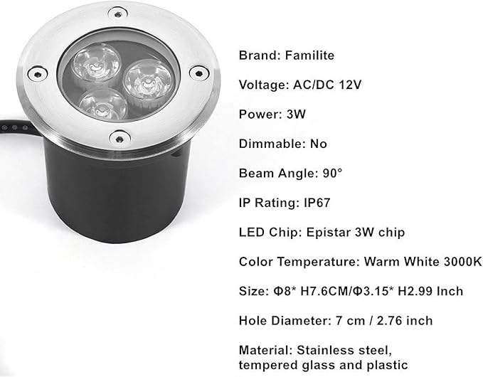 LUZ SUBTERRANEA IMPERMEABLE PARA JARDIN