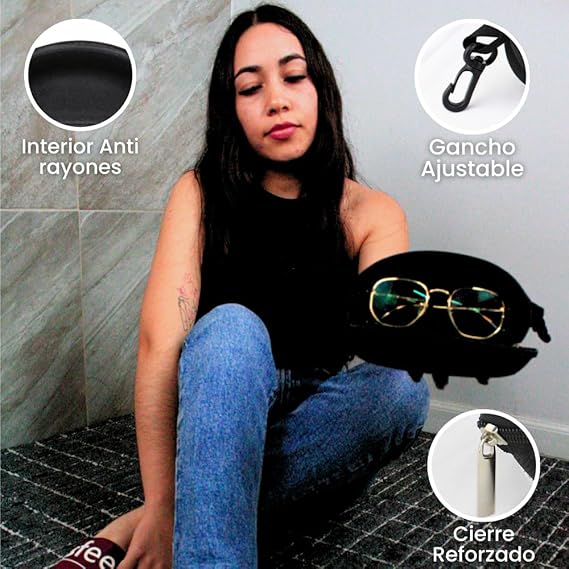 Estuche Rigido Para Lentes Gafas De Sol Seguridad Con Gancho GRADO A