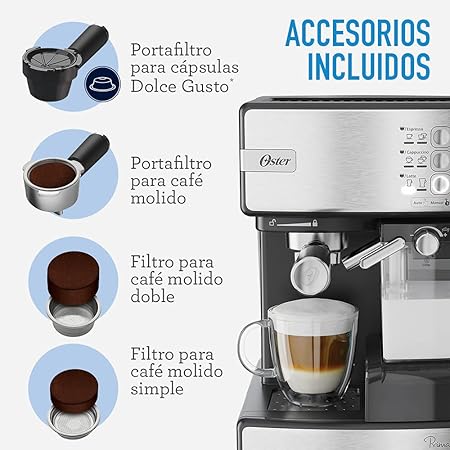 Cafetera Oster Primalatte Em6603ss Bvstem6603ss Automática Plateada Para Capsulas Monodosis GRADO A