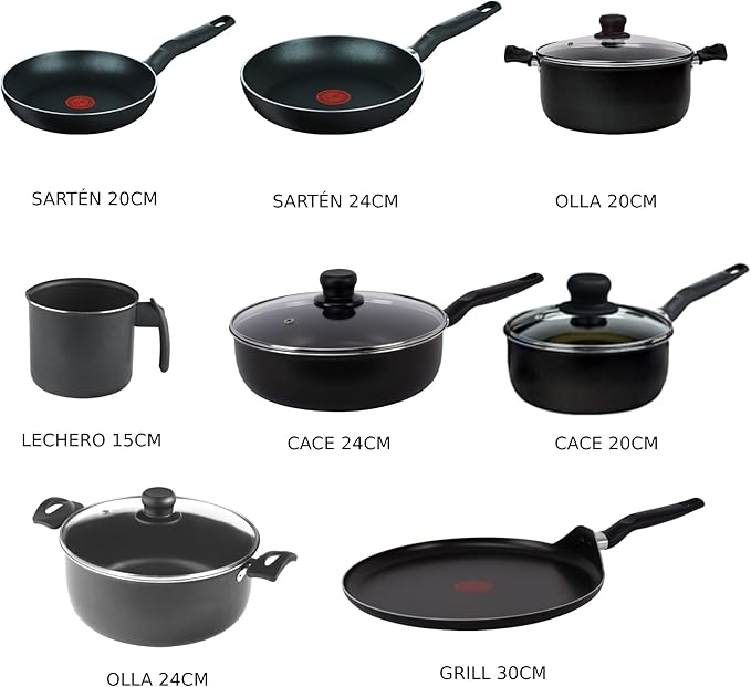 BATERA DE COCINA TFAL VITAL 5819200 16 PIEZAS COLOR NEGRO GRADO B