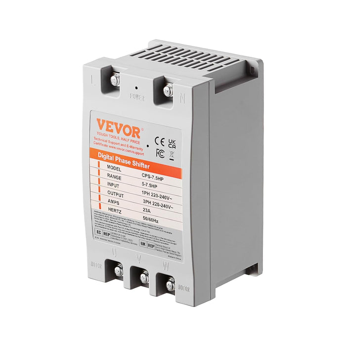 VEVOR CONVERTIDOR DE 3 FASES: 7.5HP 23A 220V CONVERTIDOR MONOFÁSICO A 3 FASES, ENTRADA Y SALIDA DE 220V-240V, CAMBIO DE FASE DIGITAL PARA USO RESIDENCIAL Y COMERCIAL LIGERO