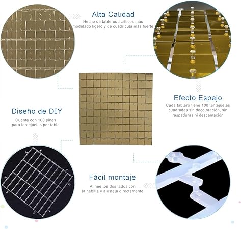 Panel Decorativo 4D, Caja con 30 Piezas, Lentejuelas,30x30cm. GRADO B