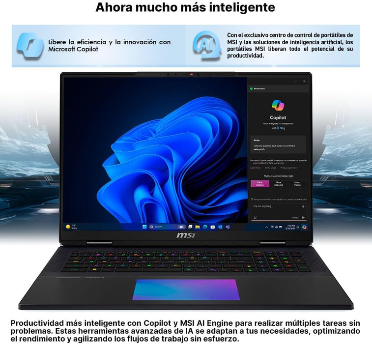 LAPTOP MSI TITAN 18 HX AI A2XWJG ULTRA 9 64GB 4TB RTX5090 NEGRO GRADO A