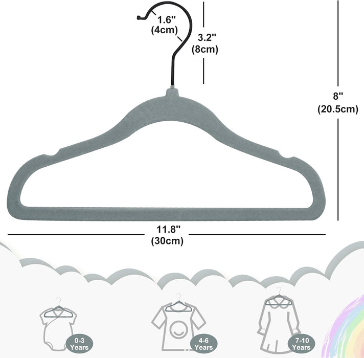 GANCHOS DE TERCIOPELO ROPA NIÑOS BEBES ANTIDEZLIZANTE 20 PCS