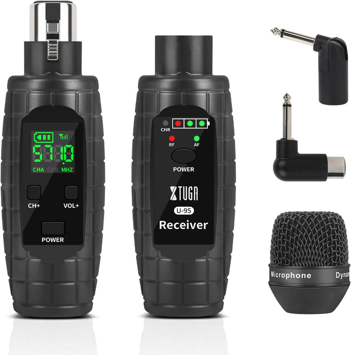 XTUGA UHF Sistema de Microfono Inalambrico XLR Transmisor y Receptor Grado A