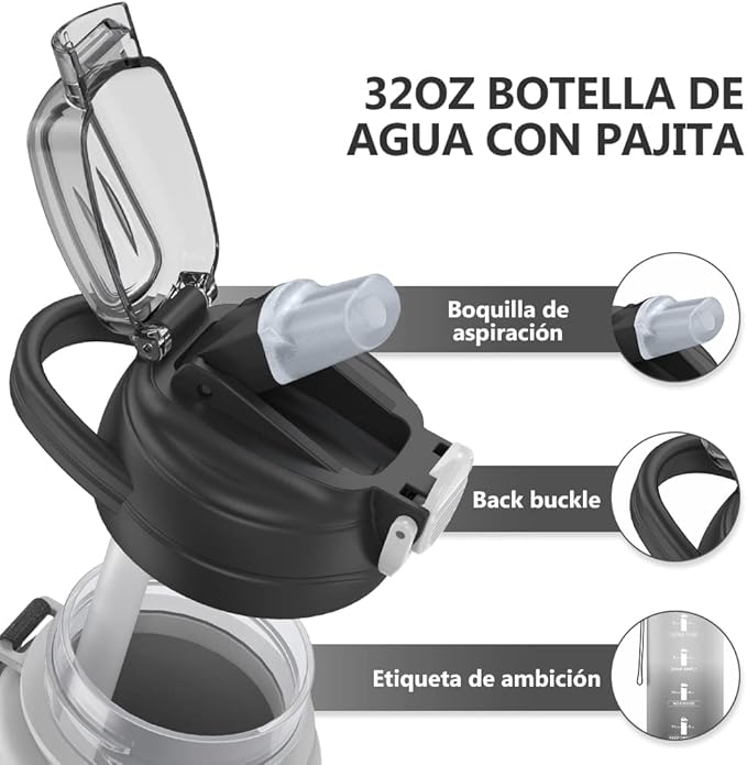 BOTELLA DE AGUA DEPORTIVA DEPORTIVA DE PLASTICO DE GRAN CAPACIDAD AL AIRE LIBRE TAZA DE ESPACIO RESISTENTE AL CALOR A PRUEBA DE CAIDAS