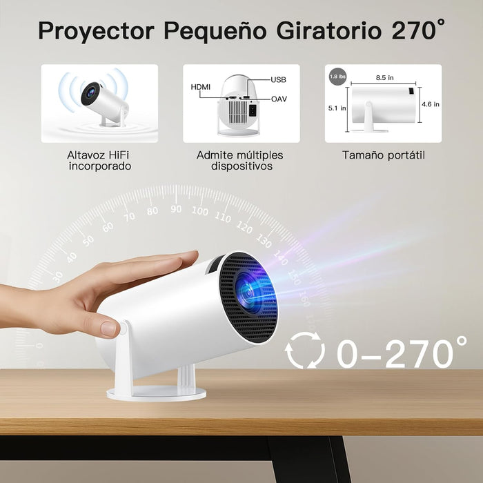 MINI PROYECTOR INTELIGENTE PORTATIL LED 110V /240V WHITE GRADO A - TiendaKomet México