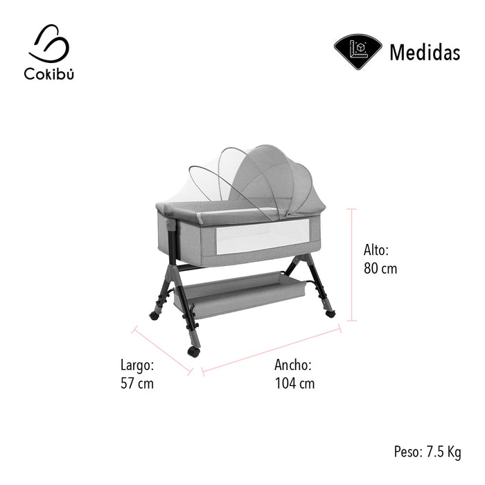 CUNA MOISES PARA BEBE PLEGABLE GENERICA QY3 COLECHO CORRAL CON MOSQUITERA COLCHÓN COLOR GRIS OTOÑO GRIS OSCURO GRADO B
