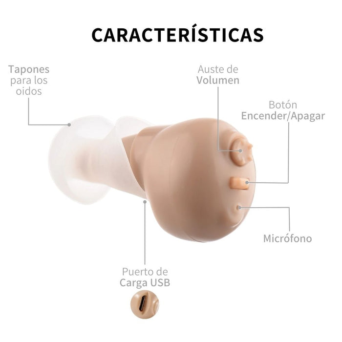 audifono amplificador invisible para sordera larga duració GRADO B