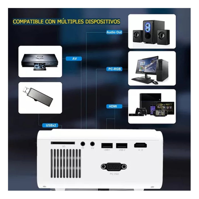 Proyectores Android Mini Portatil Bluetooth Wifi Baratos 4k GRADO A NEGRO