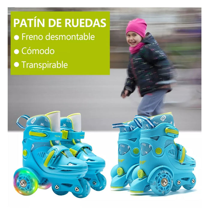 Patines Para Niños Principiantes Ajustables Con Freno En Led grado B