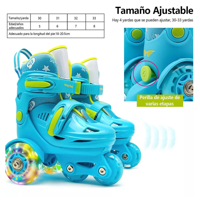 Patines Para Niños Principiantes Ajustables Con Freno En Led grado B