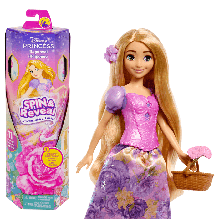 DISNEY PRINCESA MUÑECA RAPUNZEL SPIN AND REVEAL FLORES GRADO B