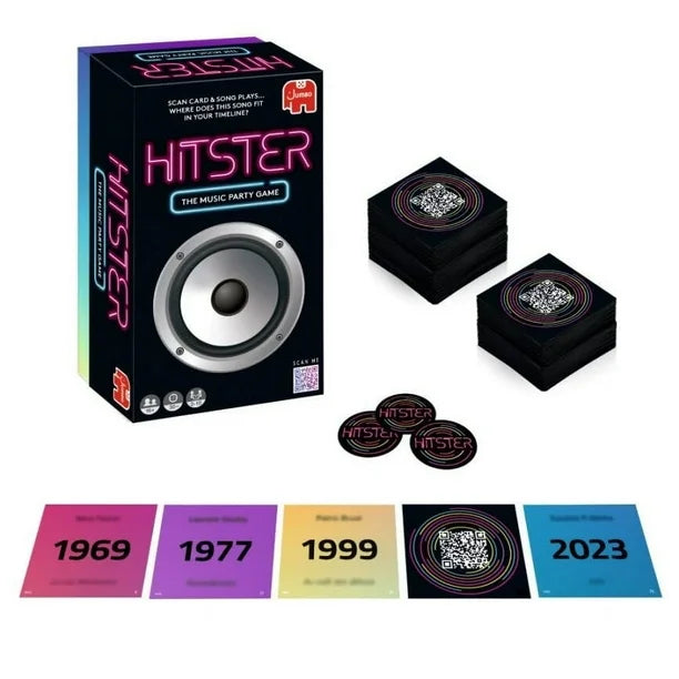Jumbo Hitster - Juego de cartas de fiesta de música, divertido juego de cartas de concurso de música, 2-10 jugadores, más de 300 éxito GRADO Bs de música icónicos, ideal para noches de juegos familiares