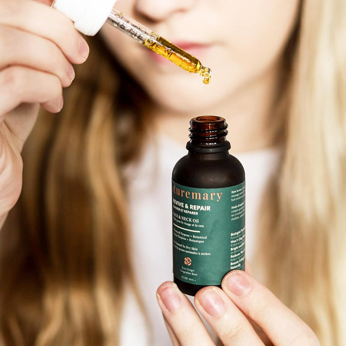 Naturemary Revive and Repair Face and Neck Oil - Hydrating Face Serum - Brightens, Smoothens, and Evens Complexion - Boosts Collagen - 30 ml GRADO B