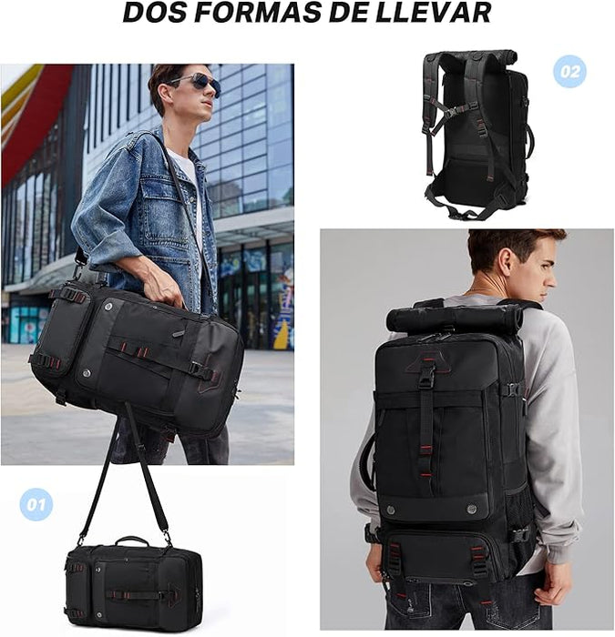 MOCHILA TACTICA DE CAMPING IMPERMEABLE GRAN CAPACIDAD 40L NEGRO POLIESTER 800D OXFORD GRADO B