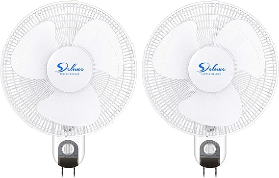 Simple Deluxe - Ventiladores Digitales de Montaje en Pared para el hogar 2 Unidades, Color Blanco GRADO B