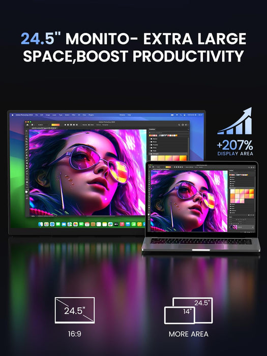 Uperfect Monitor PortÃ¡til 24.5 2k 165hz Vesa Gamer Pantalla GRADO A