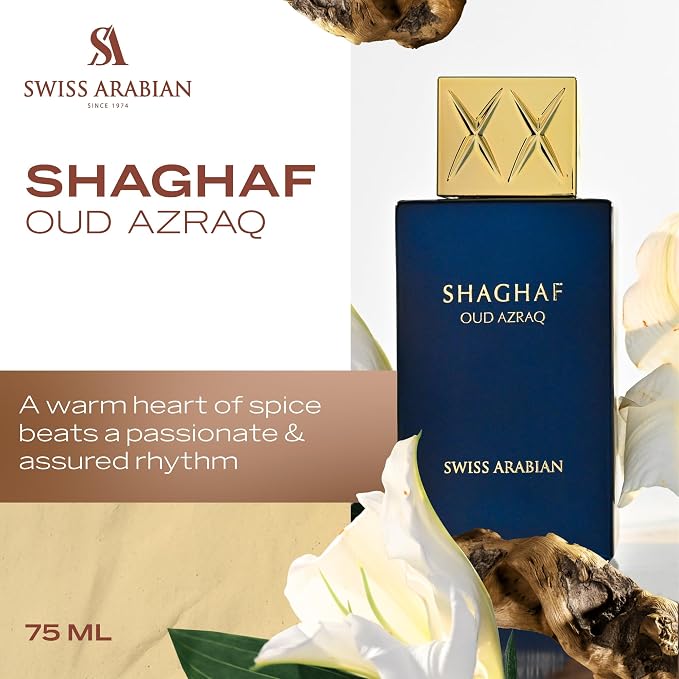 PERFUME SWISS ARABIAN SHAGHAF OUD AZRAQ EDP 75ML FOR UNISEX GRADO B