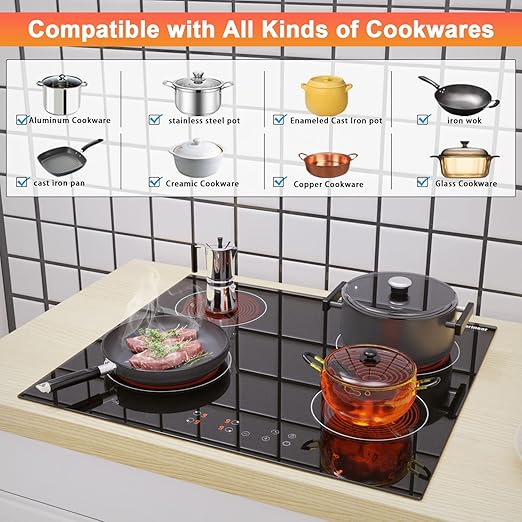 PARRILLA ELÉCTRICA VITROCERÁMICA | 4 QUEMADORES DISEÑO EMPOTRABLE SINGLE RING GRADO B