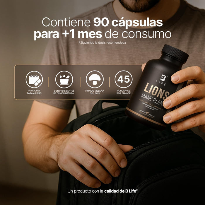 Hongo melena de león puro 90 capsulas 1000mg por porción. Ingredientes naturales