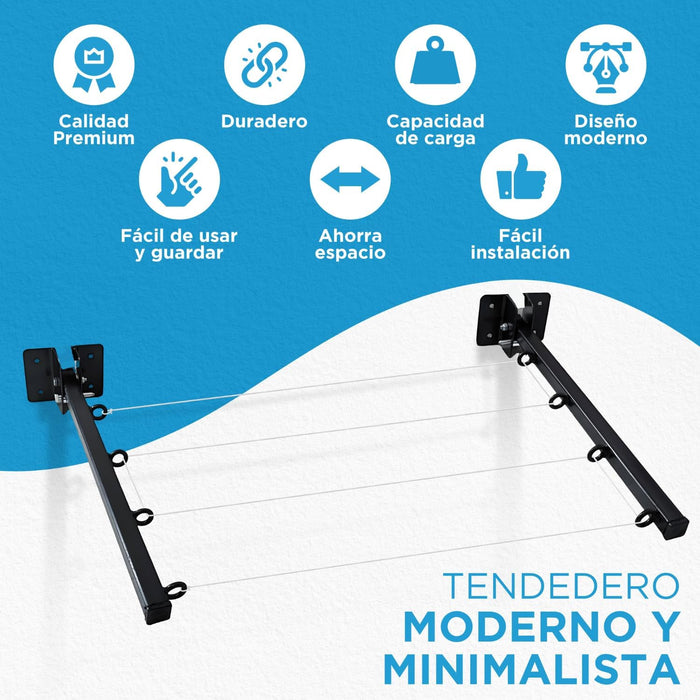 Tendedero Plegable Abatible Retractil Moderno Ropa De Pared GRADO B