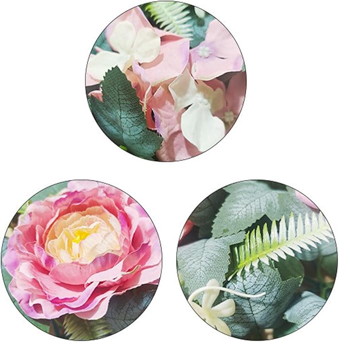 FLOR DE PARED 40X60CM BASE VERDE ROSAS ROSAS 4 PIEZAS GRADO A