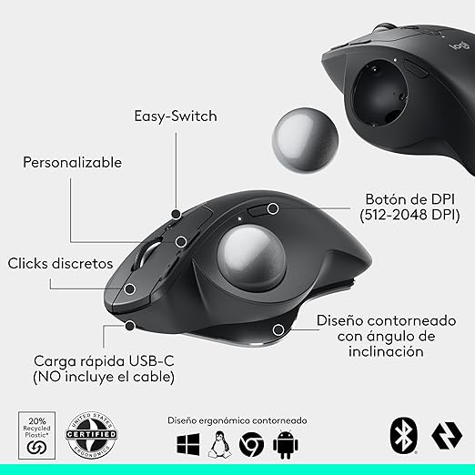 MOUSE LOGITECH MX ERGO S TRACKBALL GRAPHITE GRADO A