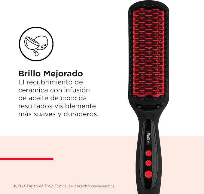 REVLON SMOOTHSTAY XL STRAIGHTENING BRUSH - HAIR STRAIGHTENER HEATED HAIR BRUSH FOR SLEEK, LONG-LASTING STRAIGHT HAIRSTYLES, ENHANCED SHINE AND MOISTURE GRADO A