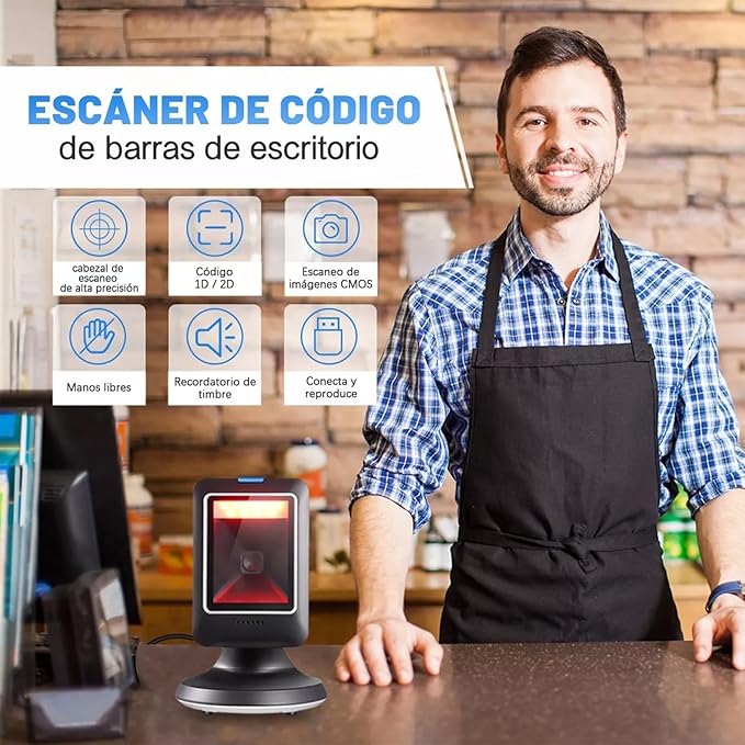 LECTOR CÓDIGO BARRAS OMNIDIRECCIONAL 1D/2D/QR USB GRADO B