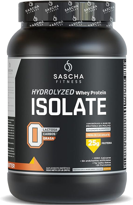 SASCHA FITNESS SUPLEMENTO ALIMENTICIO PROTEÍNA SABOR CREMA DE CACAHUATE, 1044 GR GRADO B