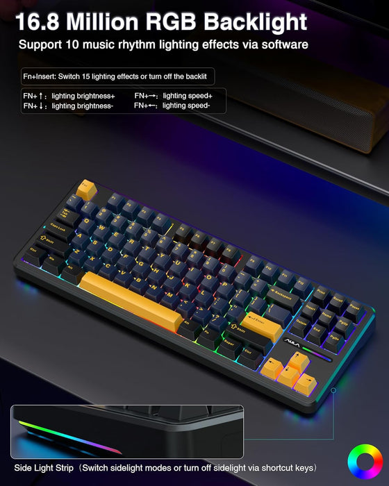 AULA F87 – TECLADO MECÁNICO INALÁMBRICO 75% TKL RGB (2.4GHz) GRADO A