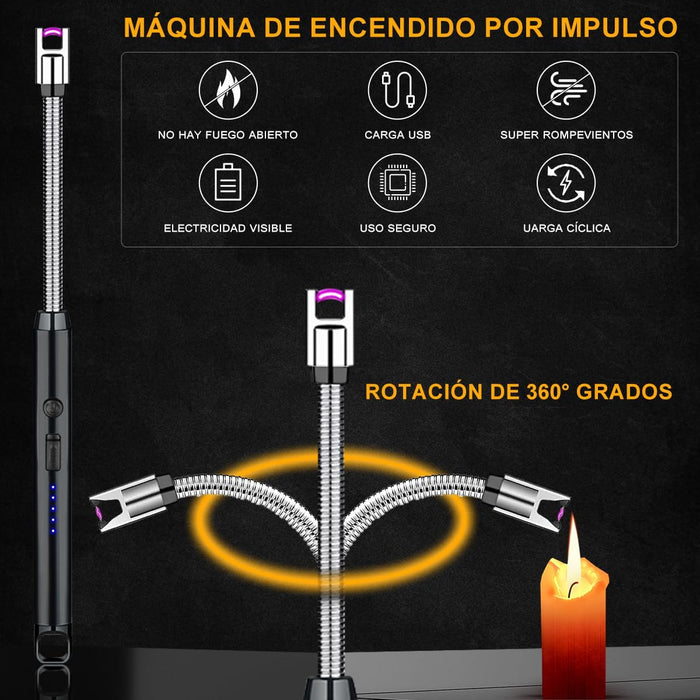 Encendedor Electrico Recargable Seguro Usb Cocina Multiusos