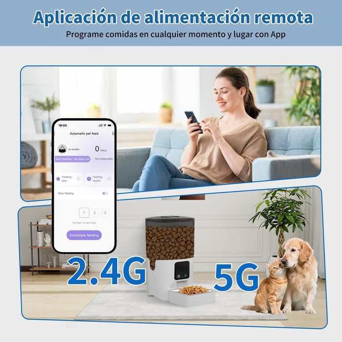 6L DISPENSADOR DE ALIMENTADOR AUTOMATICO PARA PERROS Y GATOS NEGRO