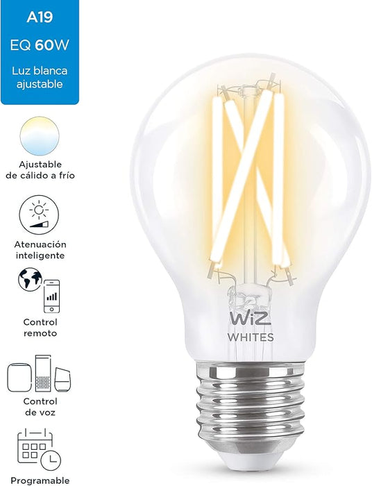 Foco Inteligente Wiz filamento transparente dimeable - Wifi color de luz blanco cálido