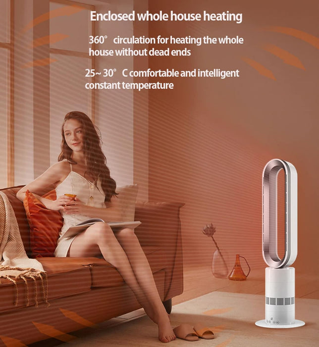 Calentador de ventilador de cerámica de 1950 W, ventilador de aire caliente y frío, filtro de aire HEPA, ventilador oscilante sin aspas de 90 °, calentador eléctrico de 33,5 pulgadas, con control Grado B