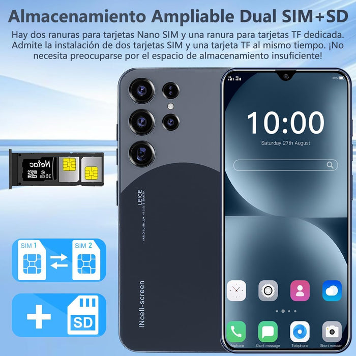 Celulares Smartphones Teléfonos Inteligentes Android 14 Dual Sim 8 Gb Ram +256 Gb Rom Accesorios Completos Con Auriculares,cargador,funda Protectora GRADO B
