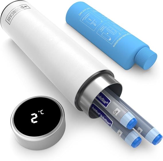 DISONCARE 60H 1-3 Enfriador de Pluma de insulina, Pantalla de Temperatura Inteligente Estuche de Viaje |  GRADO B